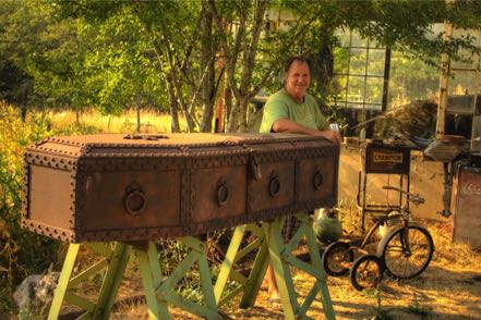 George with Casket