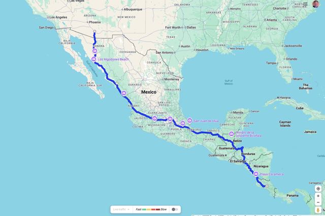 Map Tucson to San Jose